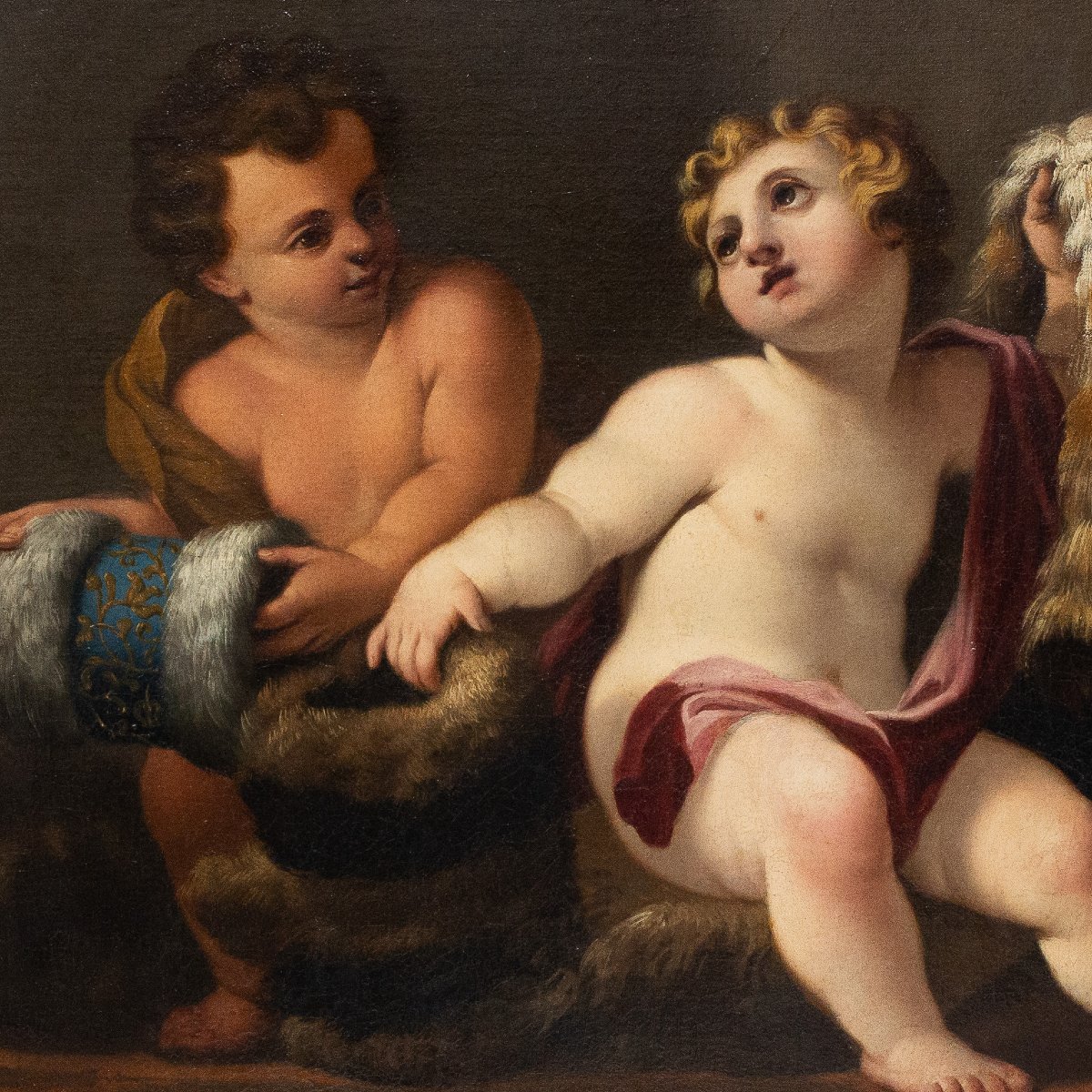 Scena religiosa, "Putti", olio su tela, Epoca '700-photo-1