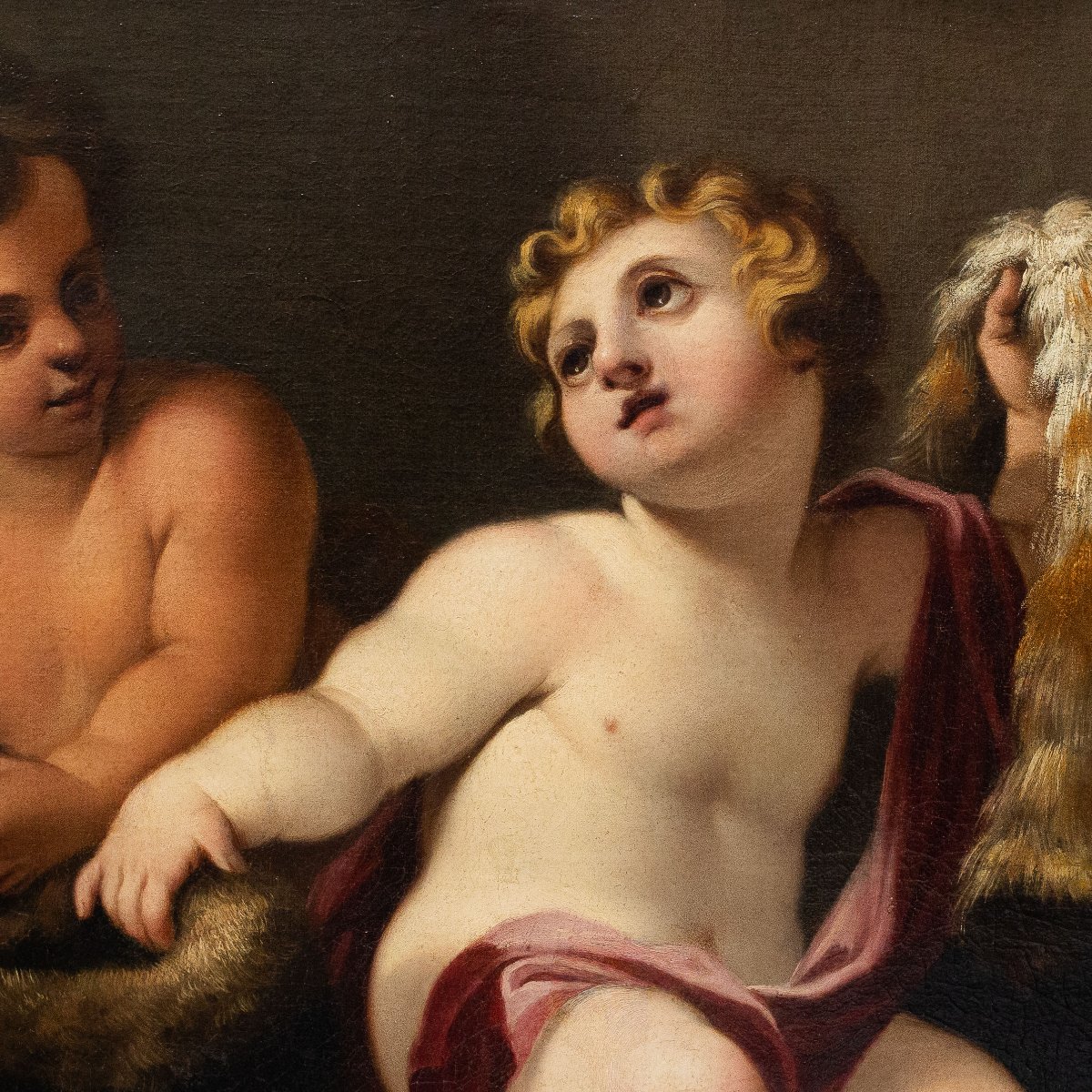 Scena religiosa, "Putti", olio su tela, Epoca '700-photo-3