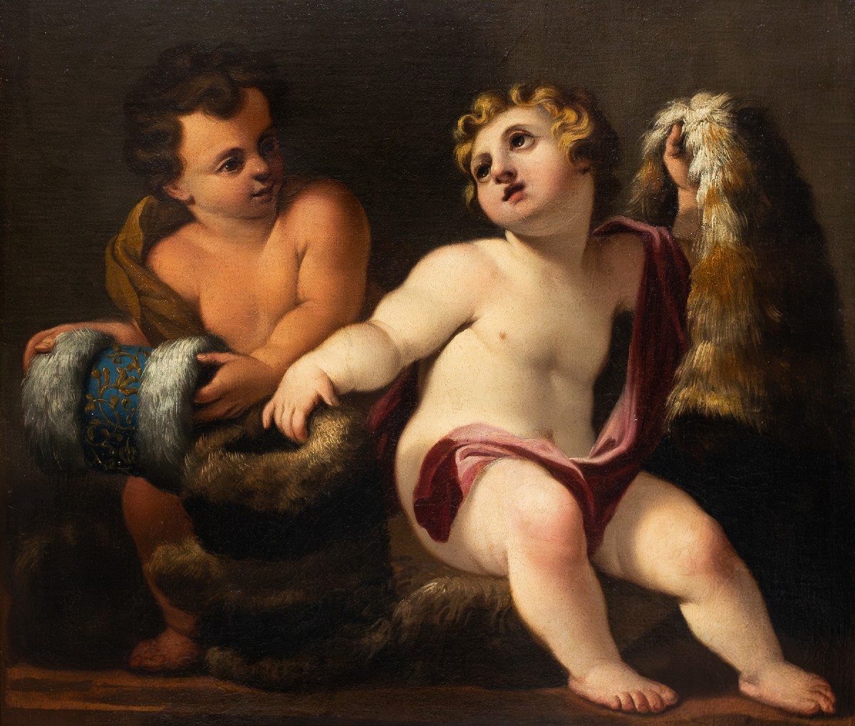 Scena religiosa, "Putti", olio su tela, Epoca '700