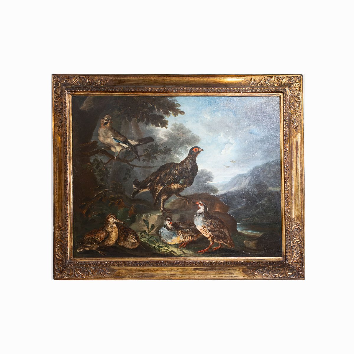 Att. Crivelli Angelo Maria, olio su tela, "Paesaggio con uccelli", Fine '600-photo-2