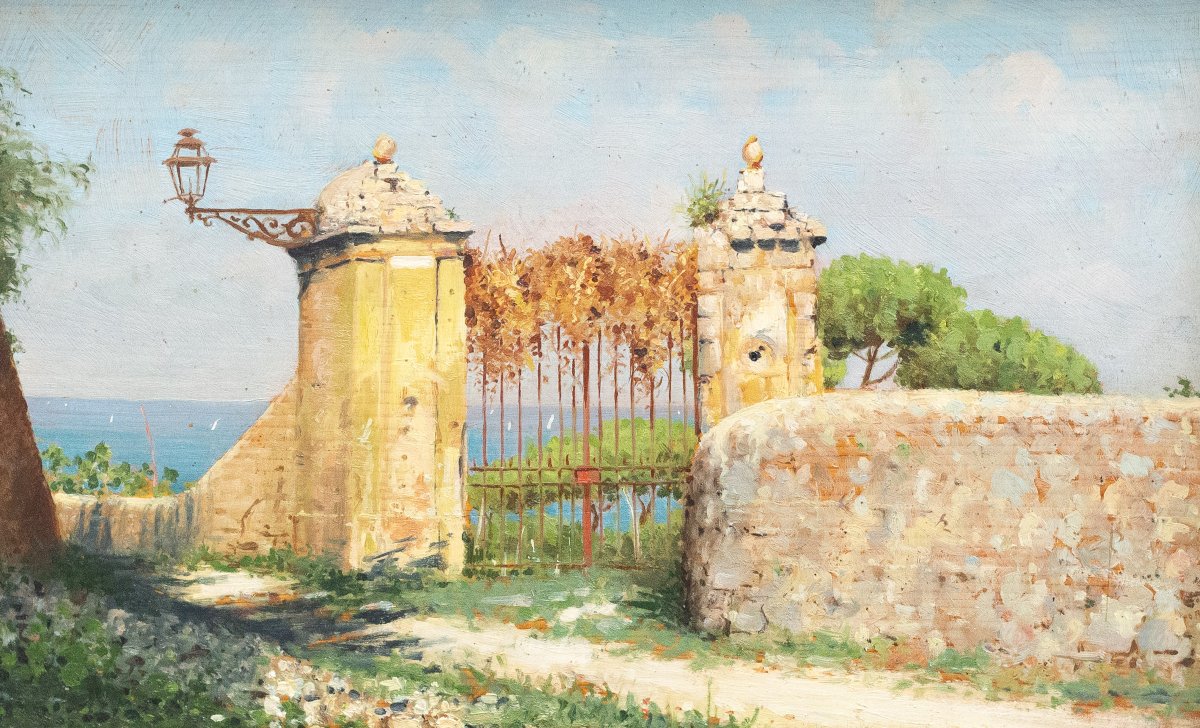 Ciro Denza, Serie di quattro vedute costiere e paesaggi, olio su tavola, fine XIX – inizio XX -photo-4