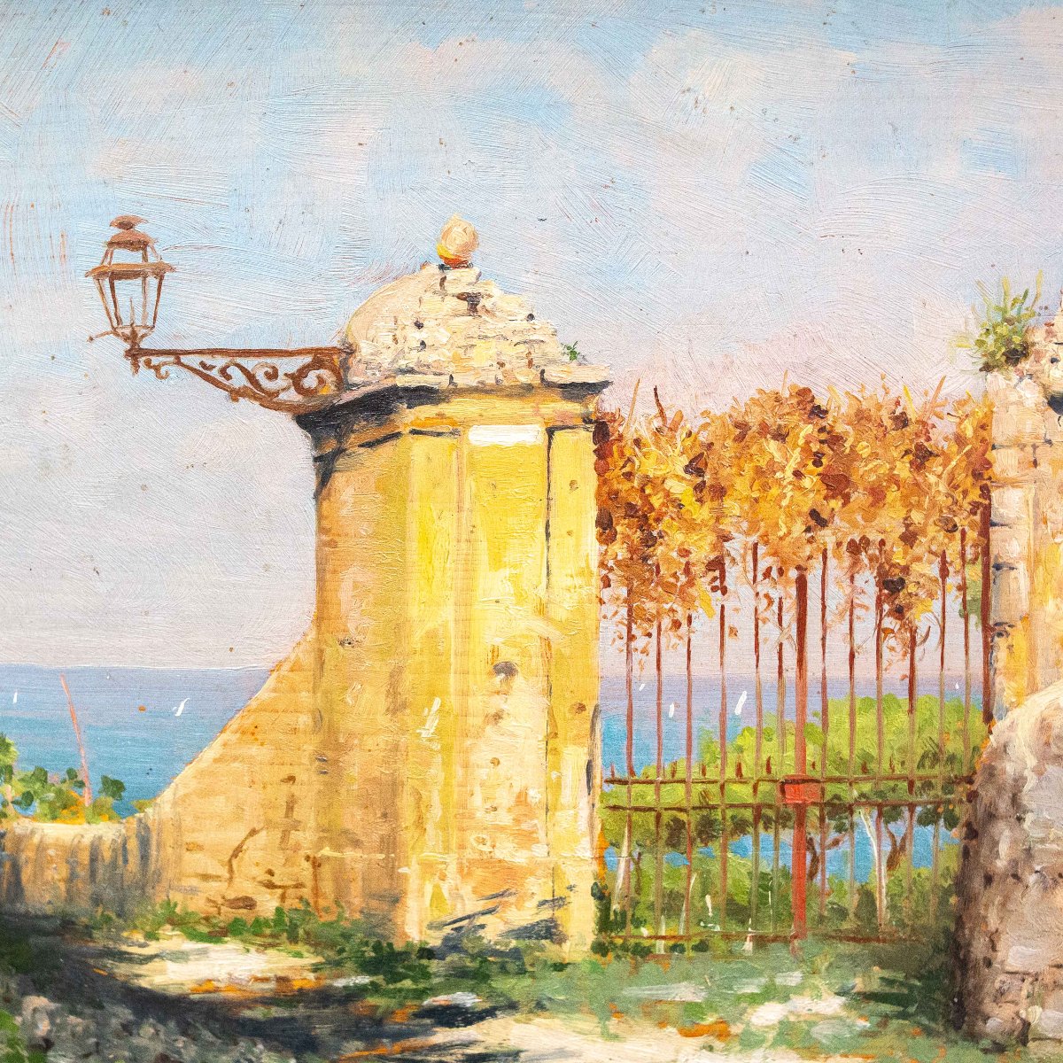 Ciro Denza, Serie di quattro vedute costiere e paesaggi, olio su tavola, fine XIX – inizio XX -photo-1