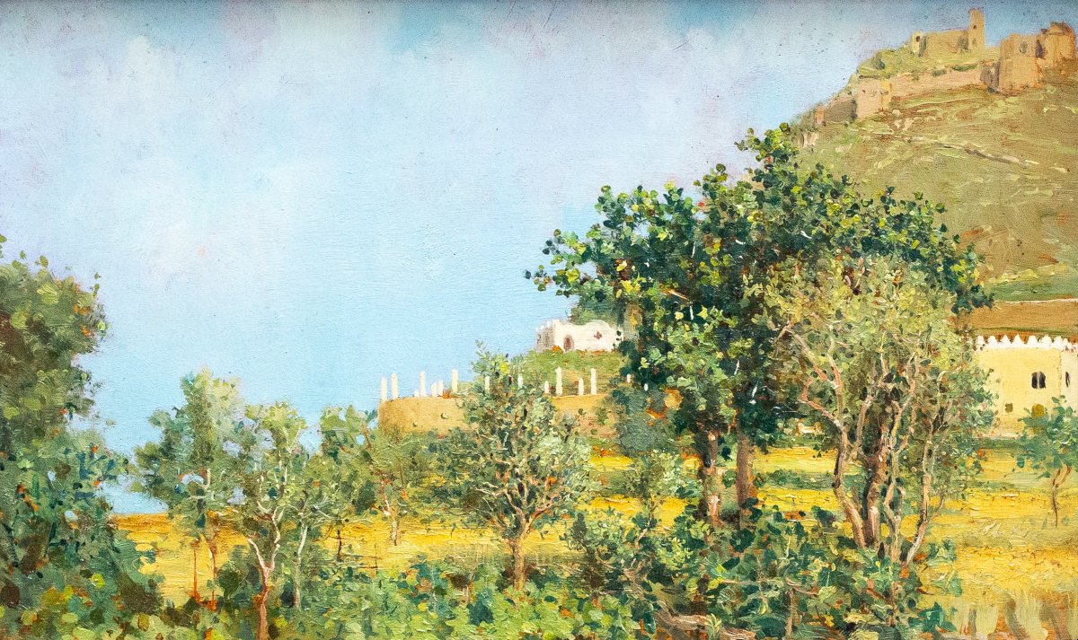 Ciro Denza, Serie di quattro vedute costiere e paesaggi, olio su tavola, fine XIX – inizio XX -photo-3
