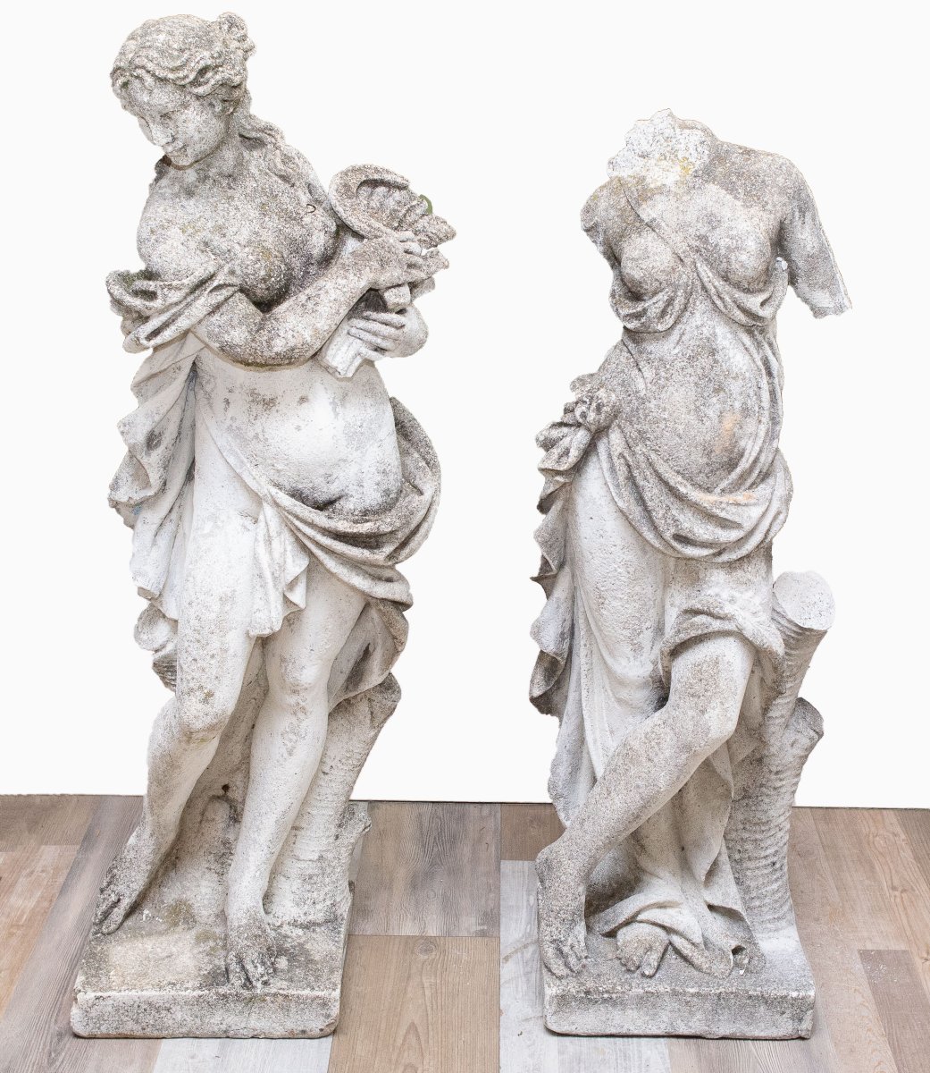 Sculture, "Le quattro stagioni", in graniglia, Anni '30-photo-4