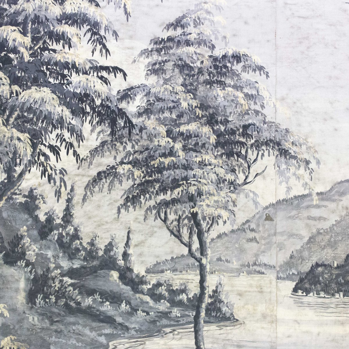 Antica veduta paesaggistica, tempera su carta, Inizio XIX secolo-photo-2