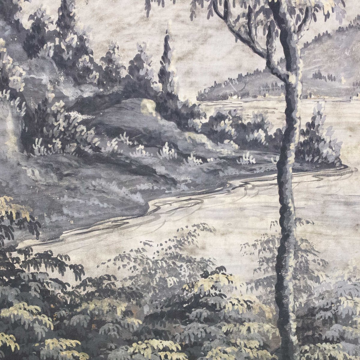 Antica veduta paesaggistica, tempera su carta, Inizio XIX secolo-photo-4