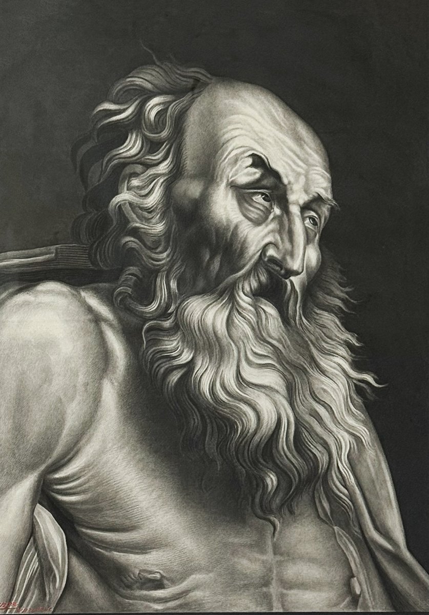 Ciro Denza, Studio dal Domenichino – Dettaglio della “Comunione di San Girolamo”, '800-photo-2