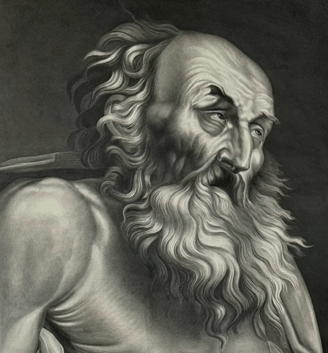 Ciro Denza, Studio dal Domenichino – Dettaglio della “Comunione di San Girolamo”, '800-photo-3