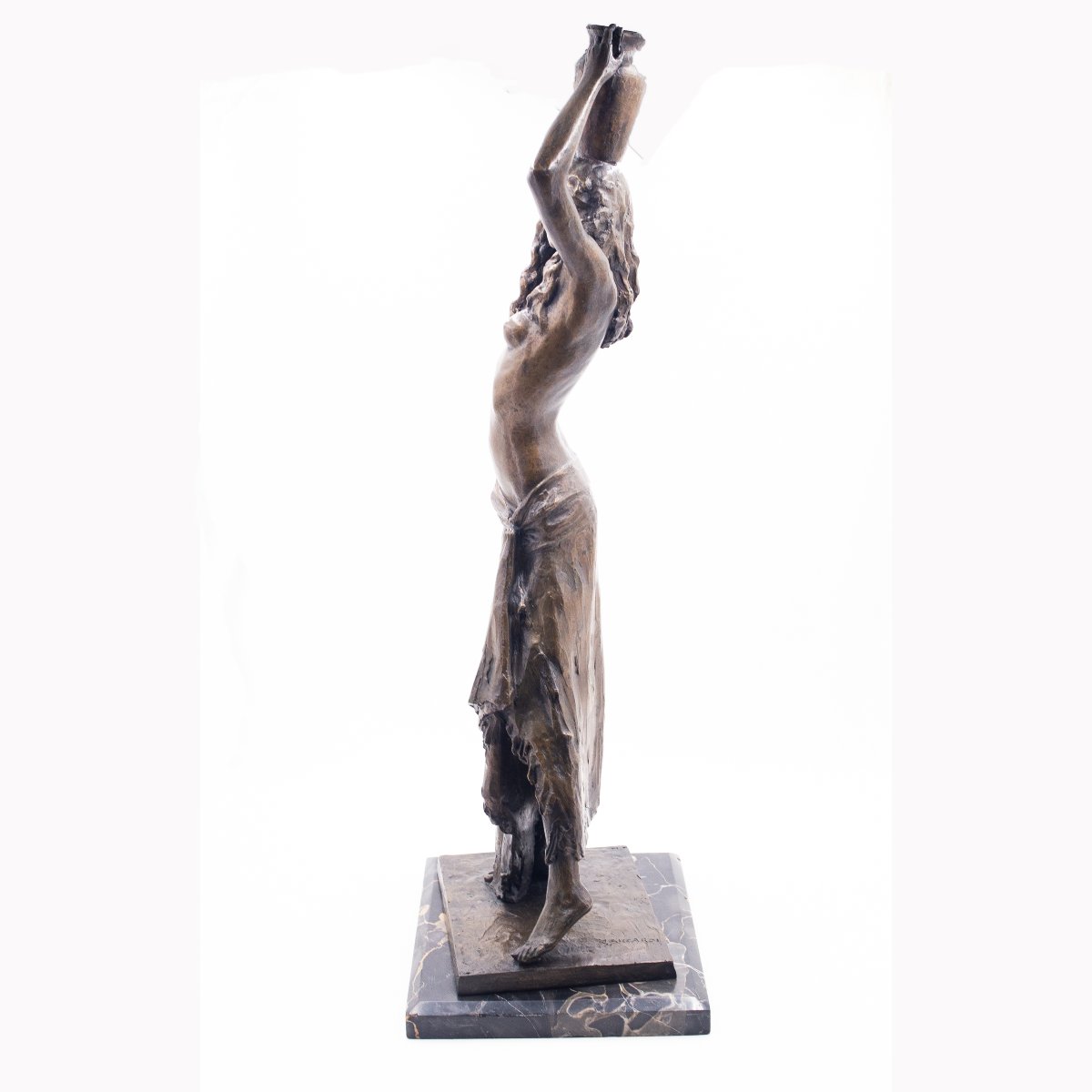 Giuseppe Siccardi, "Portatrice d'acqua orientale", bronzo, Epoca XX-photo-2