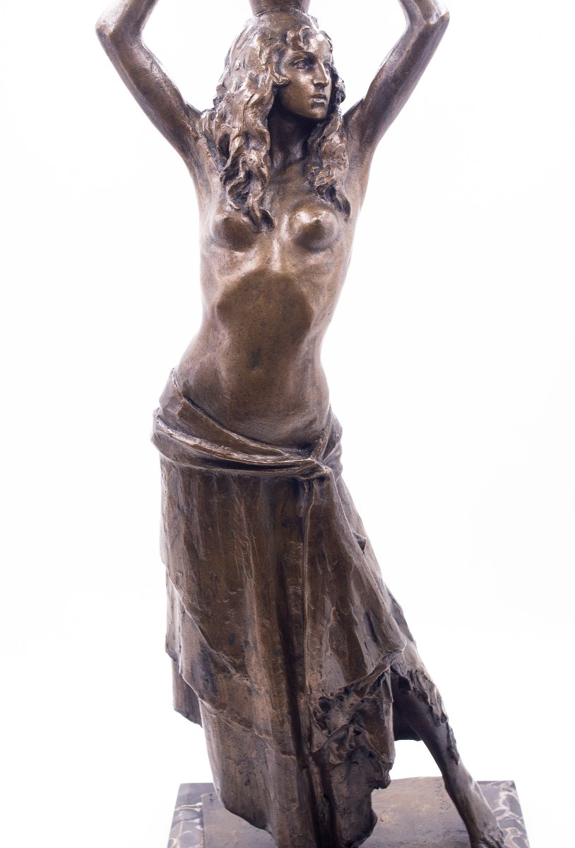 Giuseppe Siccardi, "Portatrice d'acqua orientale", bronzo, Epoca XX-photo-2