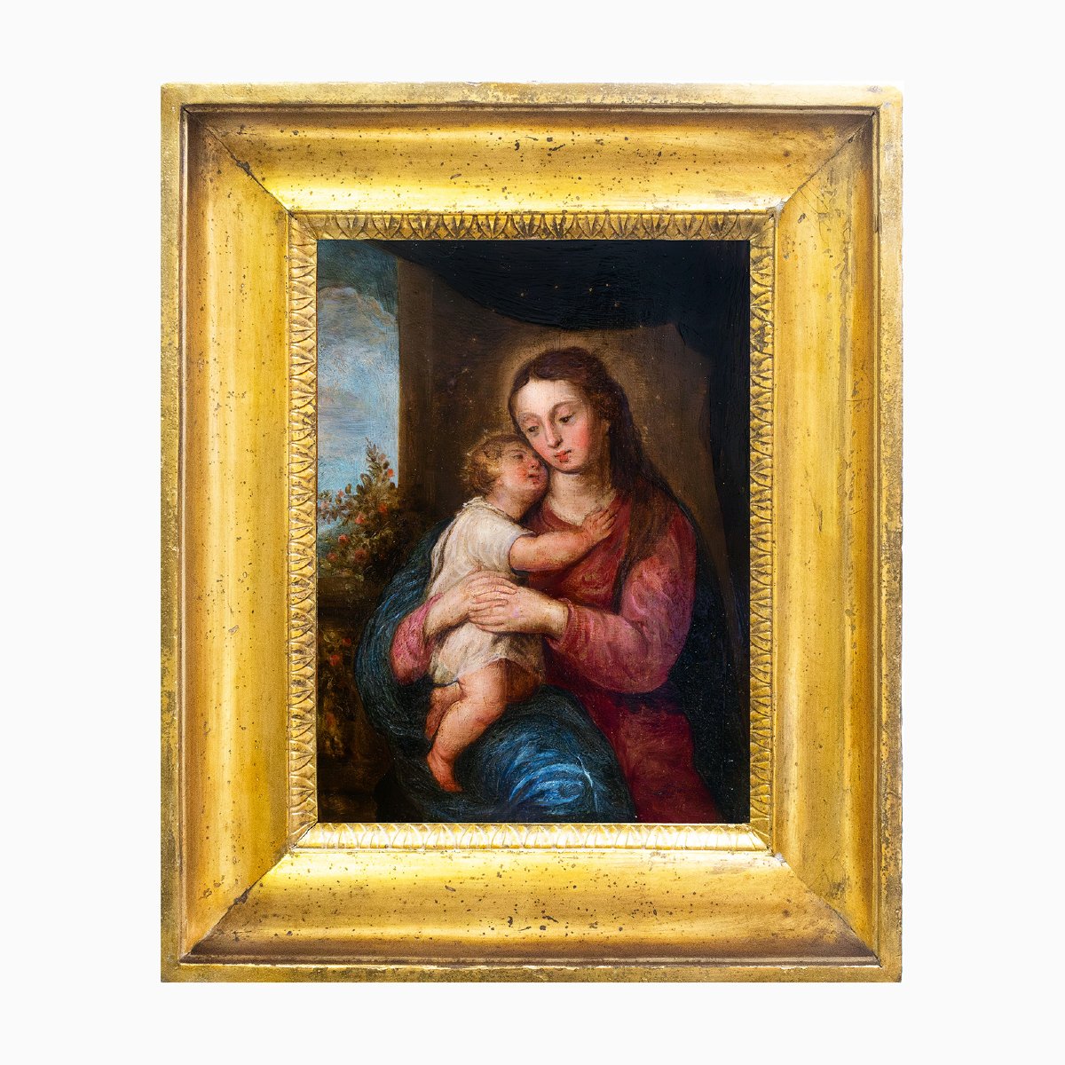 Madonna con Bambino, olio su tavola, XVIII secolo-photo-2