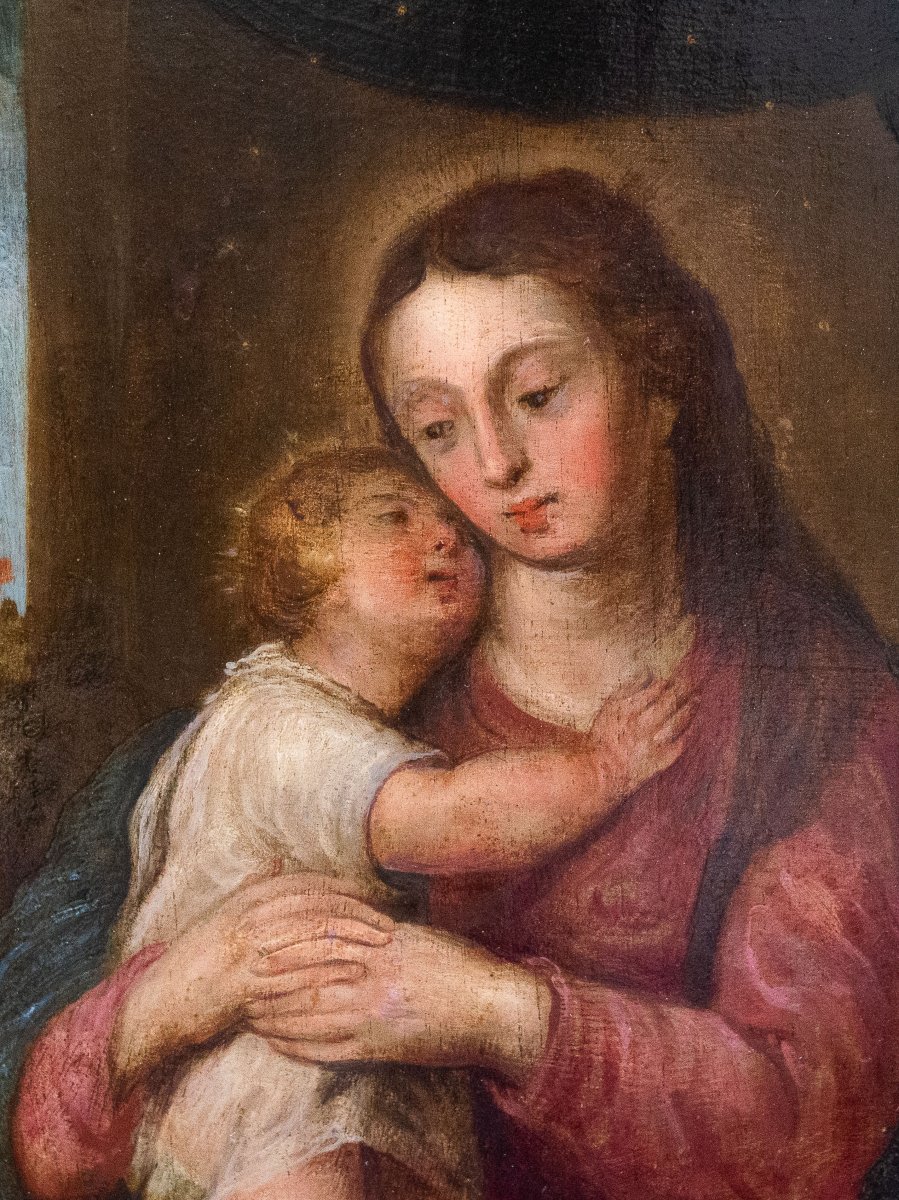 Madonna con Bambino, olio su tavola, XVIII secolo-photo-3