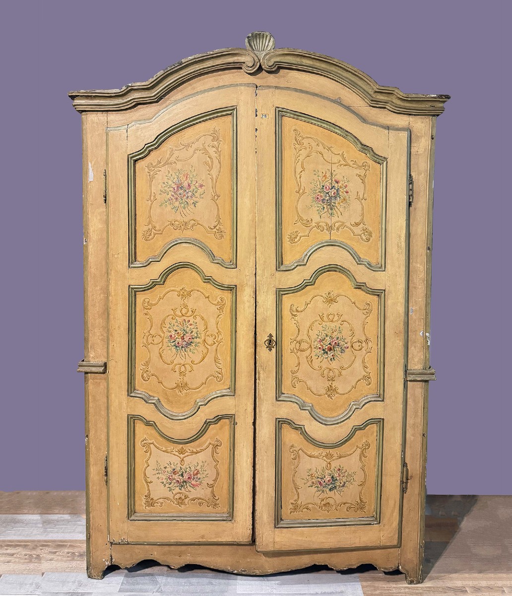 Armadio laccato e dipinto, Origine Piemonte, Epoca '700