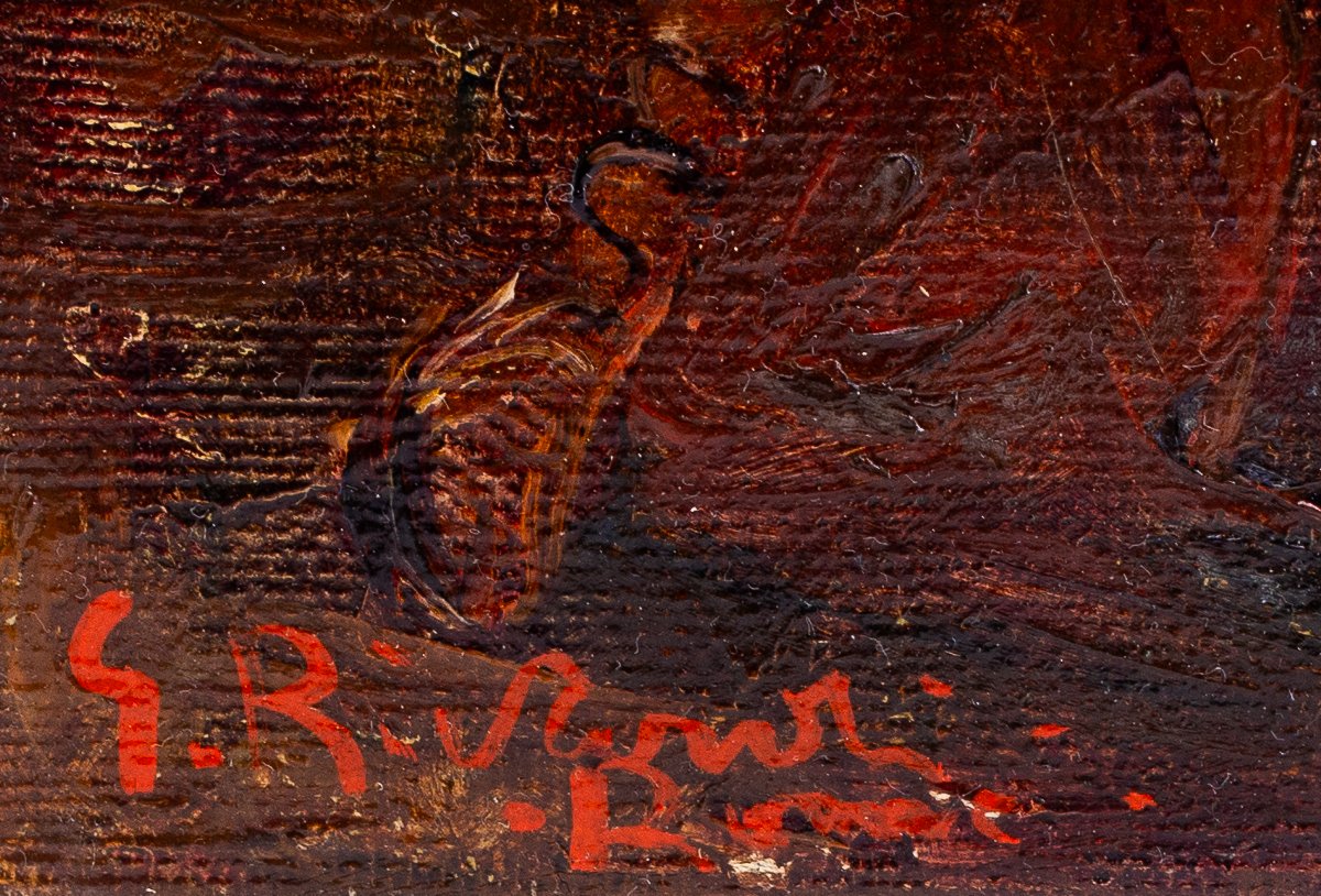 Giuseppe Rivaroli, "Scena Mitologica", olio su tela, firmato, Epoca '900-photo-2