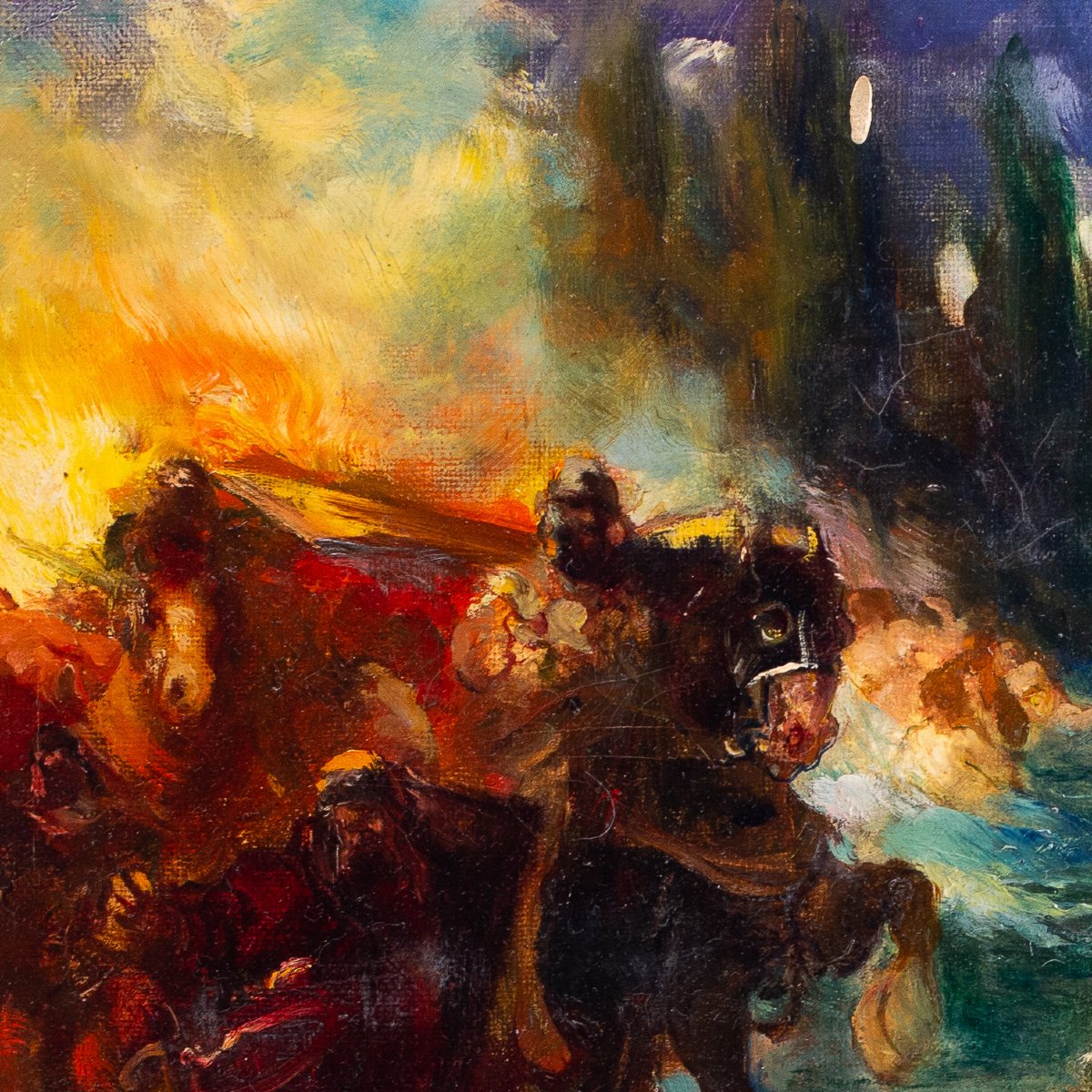 Giuseppe Rivaroli, "Scena Mitologica", olio su tela, firmato, Epoca '900-photo-1