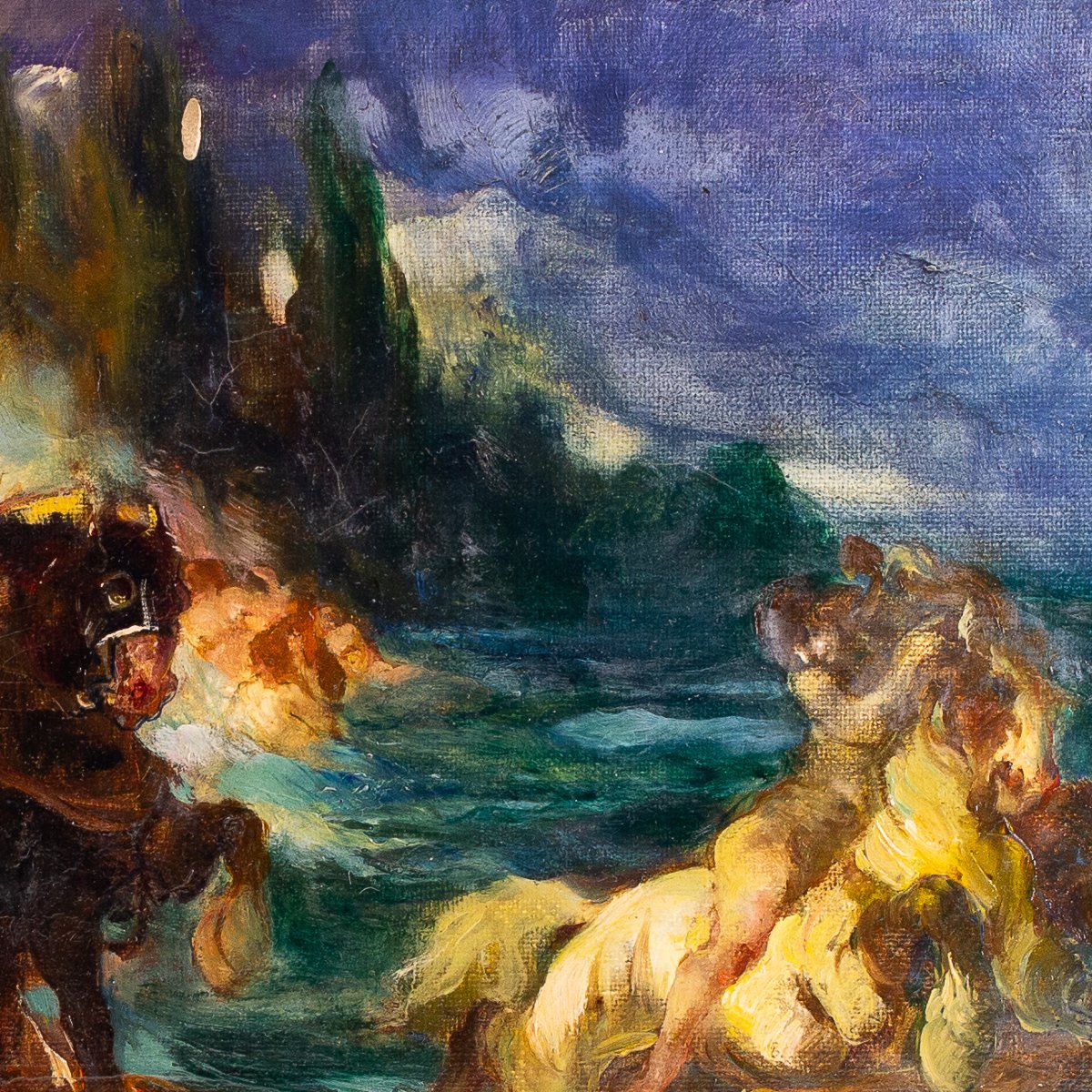 Giuseppe Rivaroli, "Scena Mitologica", olio su tela, firmato, Epoca '900-photo-2