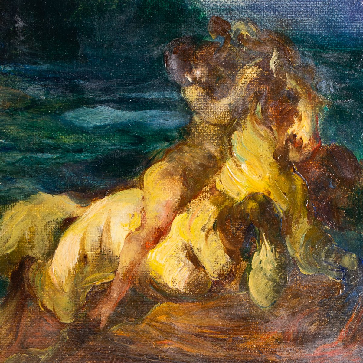 Giuseppe Rivaroli, "Scena Mitologica", olio su tela, firmato, Epoca '900-photo-6