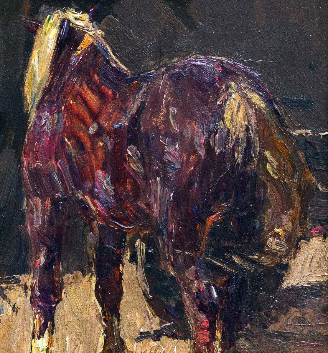 Alessandro Lupo, "Cavallo", olio su tavola, firmato, Epoca '900-photo-2