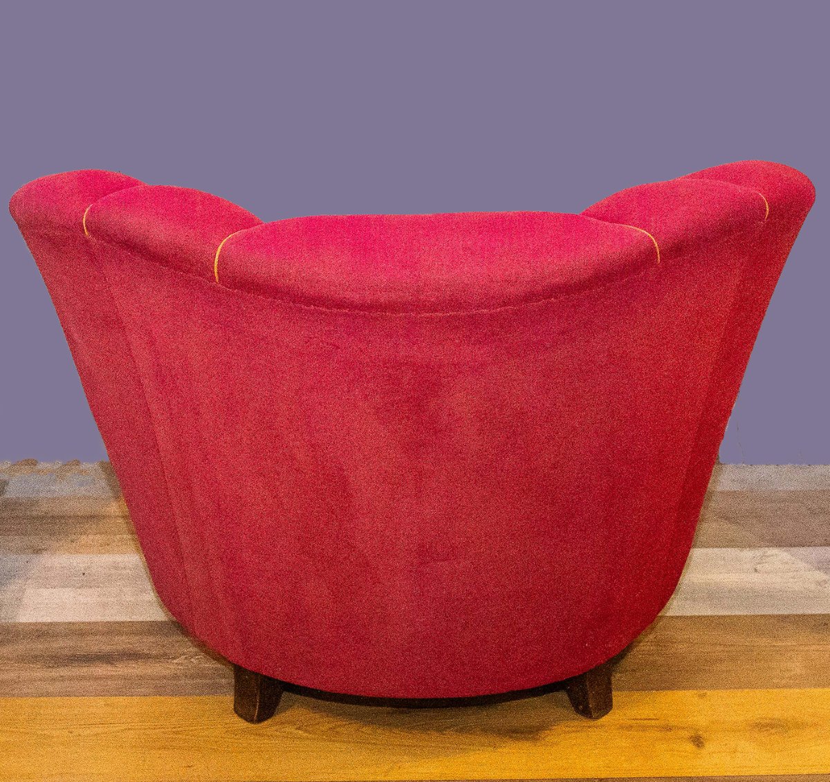 Salotto in velluto rosso, stile Gio' Ponti, Anni '50-photo-8
