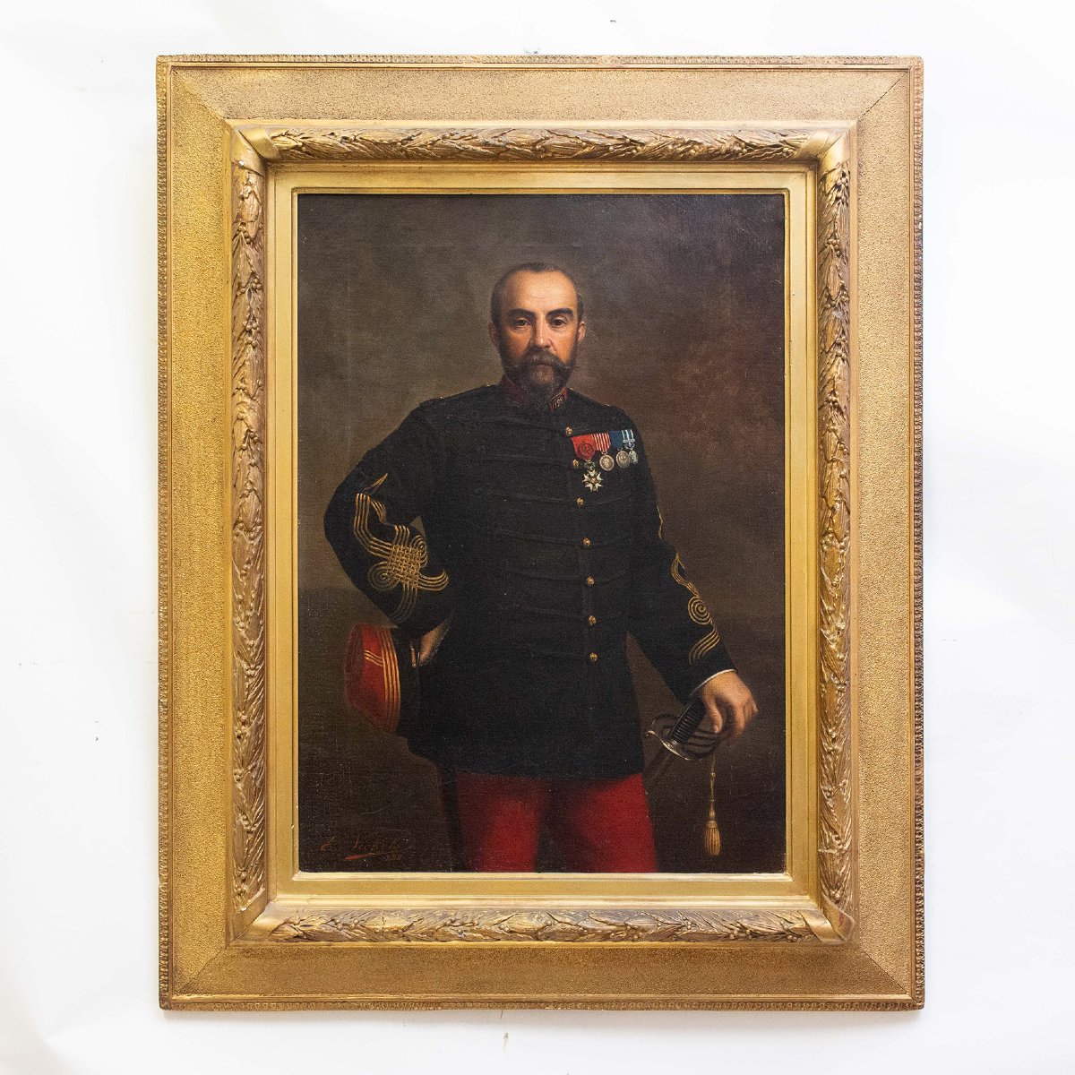E. Nickels, "Ritratto di Ufficiale", oliosu tela, firmato, 1880-photo-2