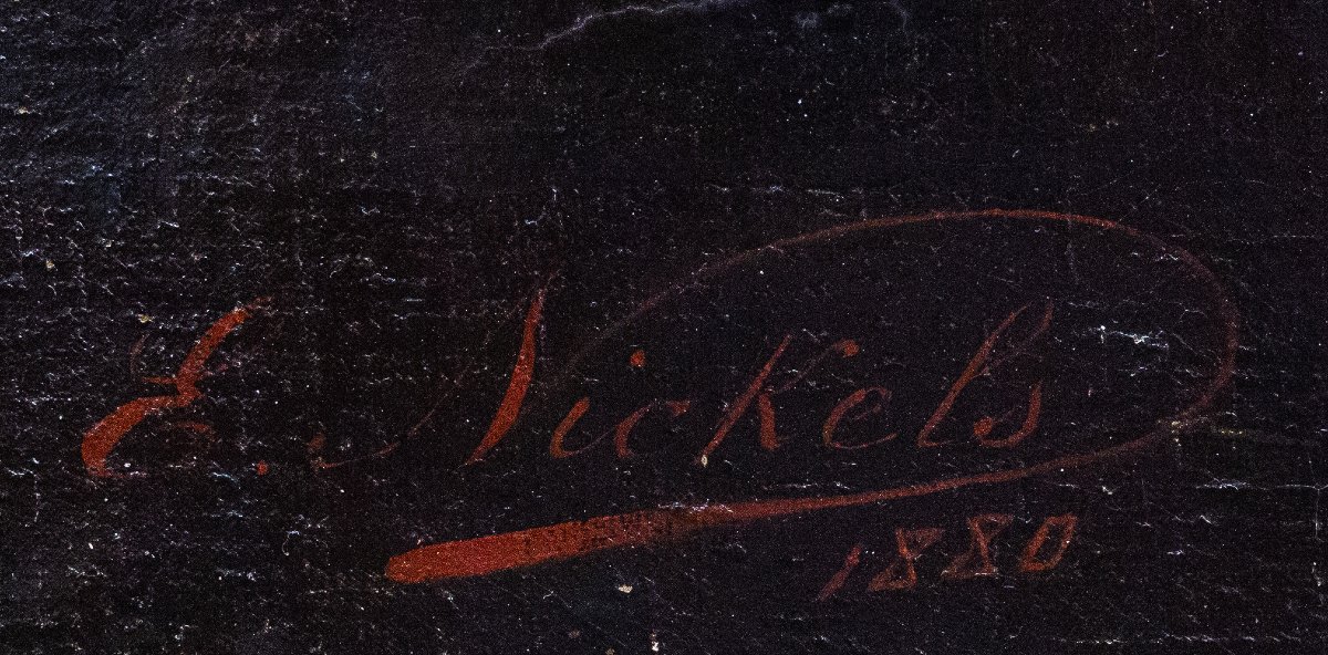 E. Nickels, "Ritratto di Ufficiale", oliosu tela, firmato, 1880-photo-3