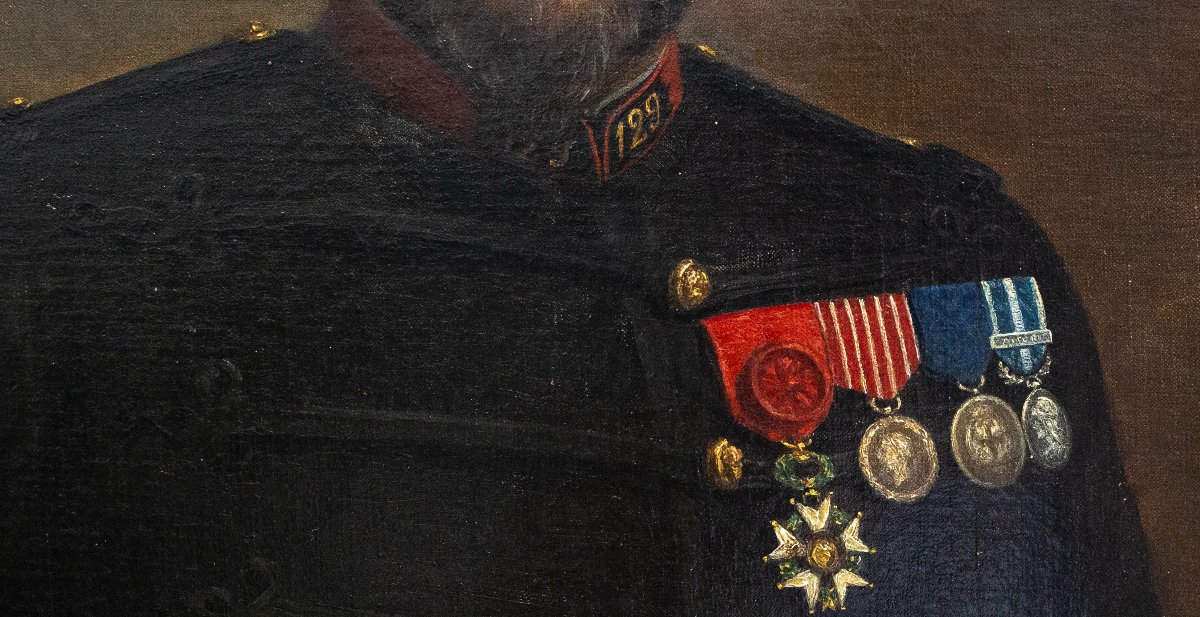 E. Nickels, "Ritratto di Ufficiale", oliosu tela, firmato, 1880-photo-2