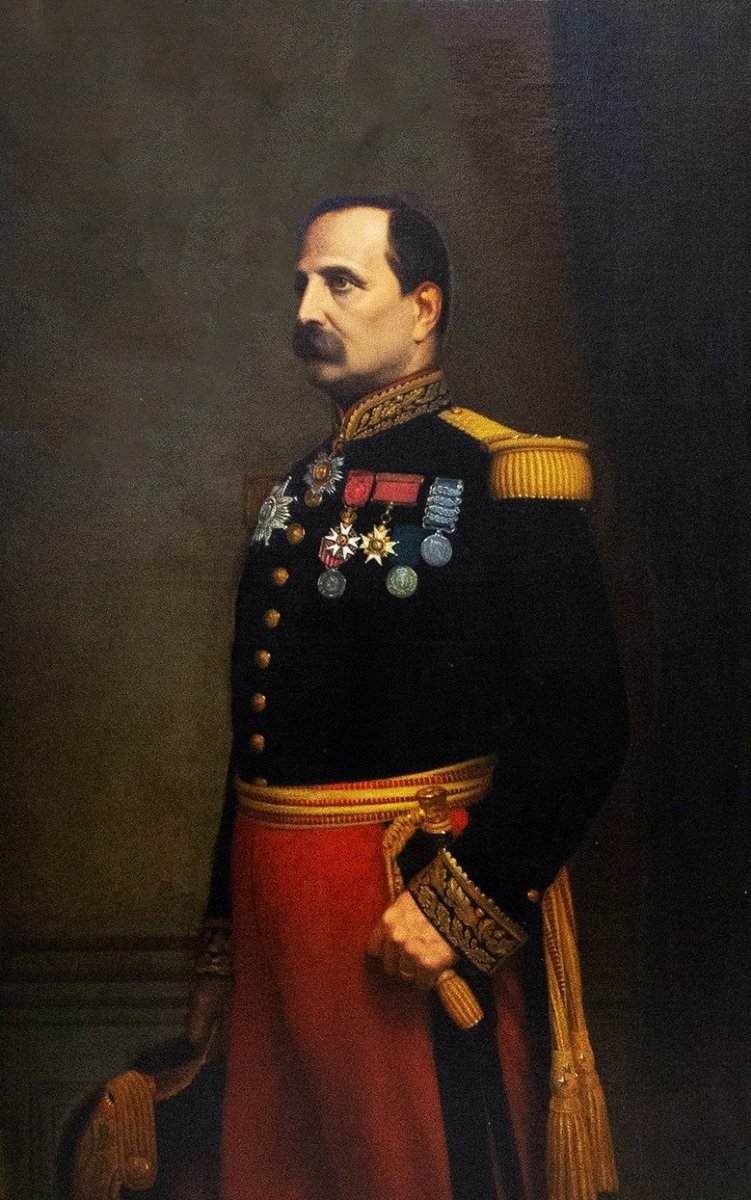 Eugène Laville, "Ritratto del generale Barral", firmato, oliosu tela, Salon del 1869-photo-3