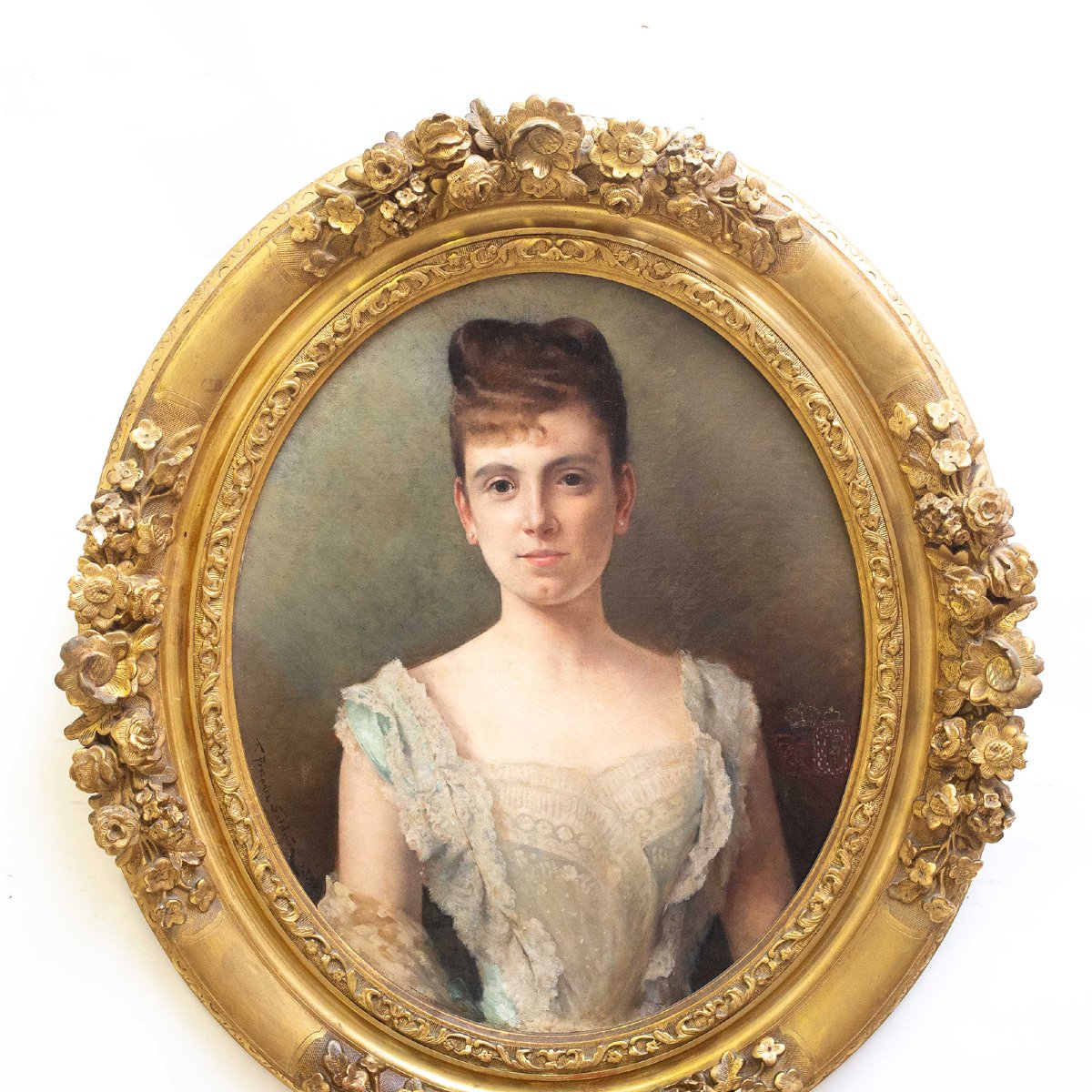 Félix Pescador y Saldaña, "Marie de la Rochemacé", firmato, 1888, olio su tela-photo-1