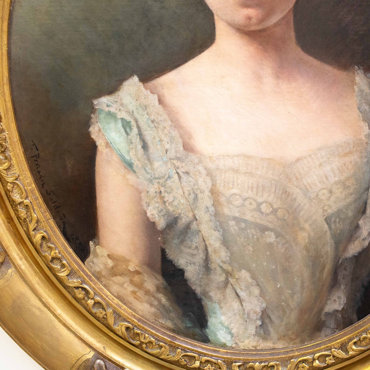 Félix Pescador y Saldaña, "Marie de la Rochemacé", firmato, 1888, olio su tela-photo-2