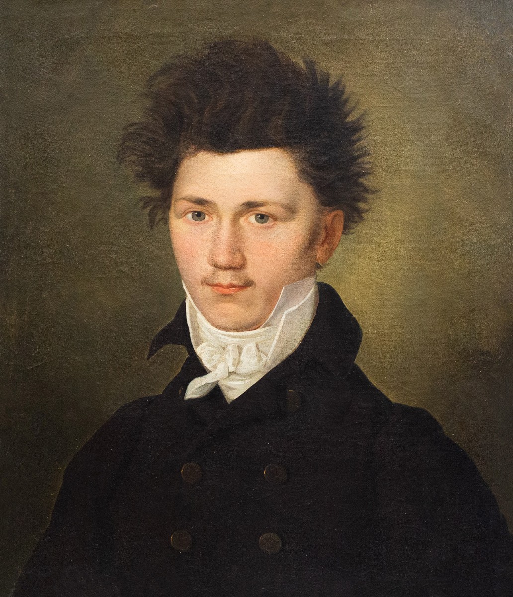 “Giovane gentiluomo romantico”, olio su tela, Epoca XIX Secolo