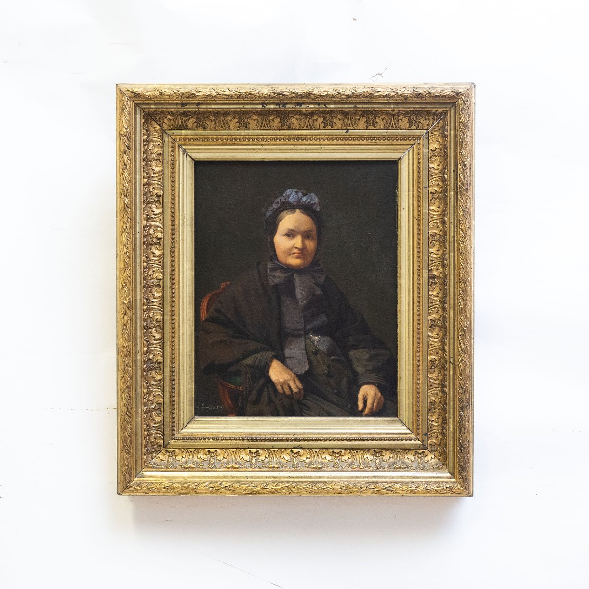 F. Figuière, "Ritratto di signora", olio su tela, firmato, Epoca Fine XIX Secolo-photo-2