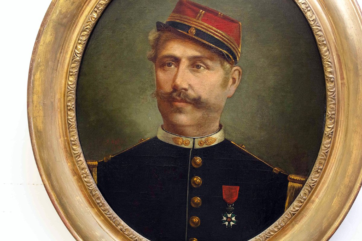 J. Abel, “Ritratto di Ufficiale Legione d’Onore", firmato, olio su tela, 1870-photo-3