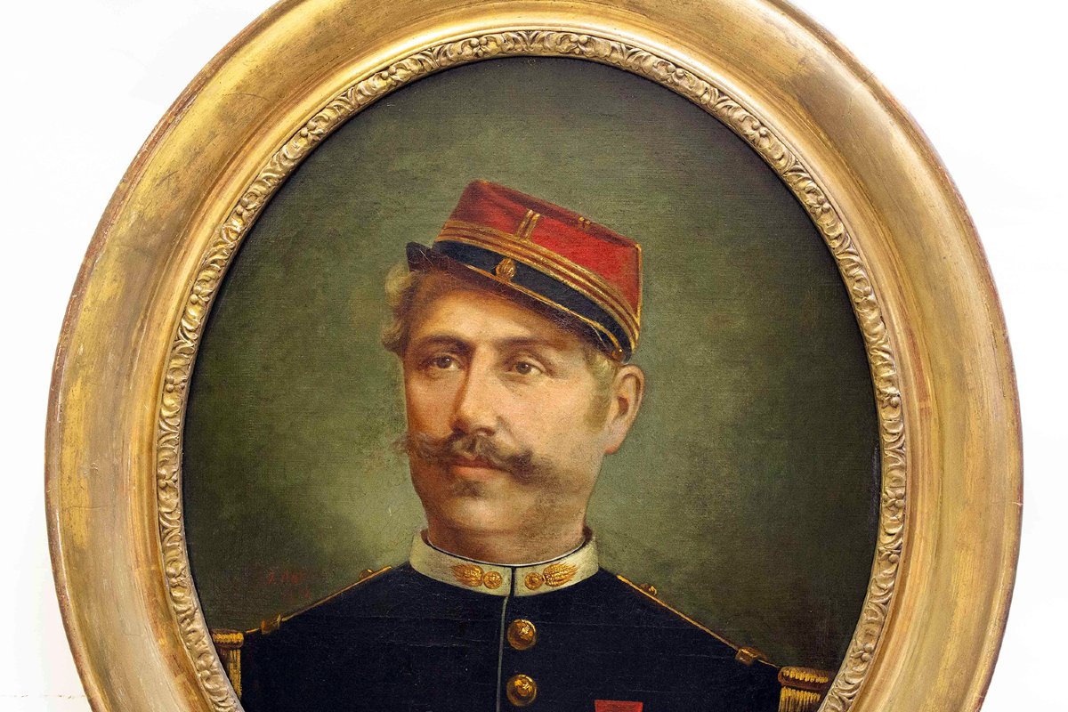 J. Abel, “Ritratto di Ufficiale Legione d’Onore", firmato, olio su tela, 1870-photo-4