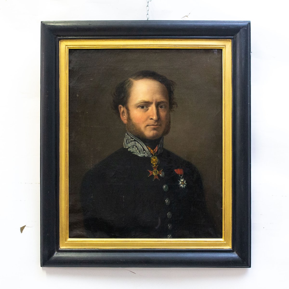 "Gentiluomo con Onorificenze Pontificie", olio su tela, Epoca XIX secolo-photo-2