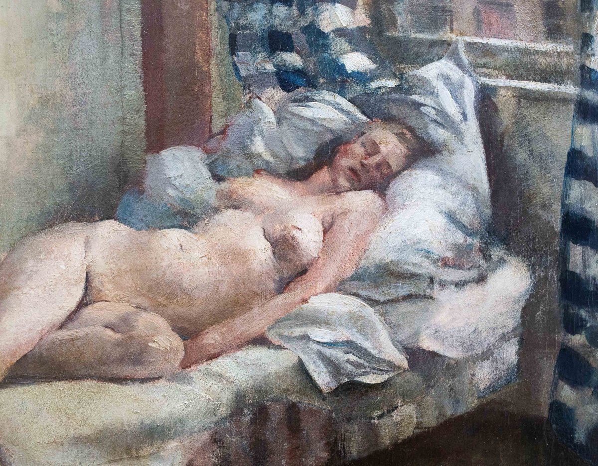 Andrea Gastaldi, "Nudo di donna", olio su tela, firmato, XIX Secolo-photo-1