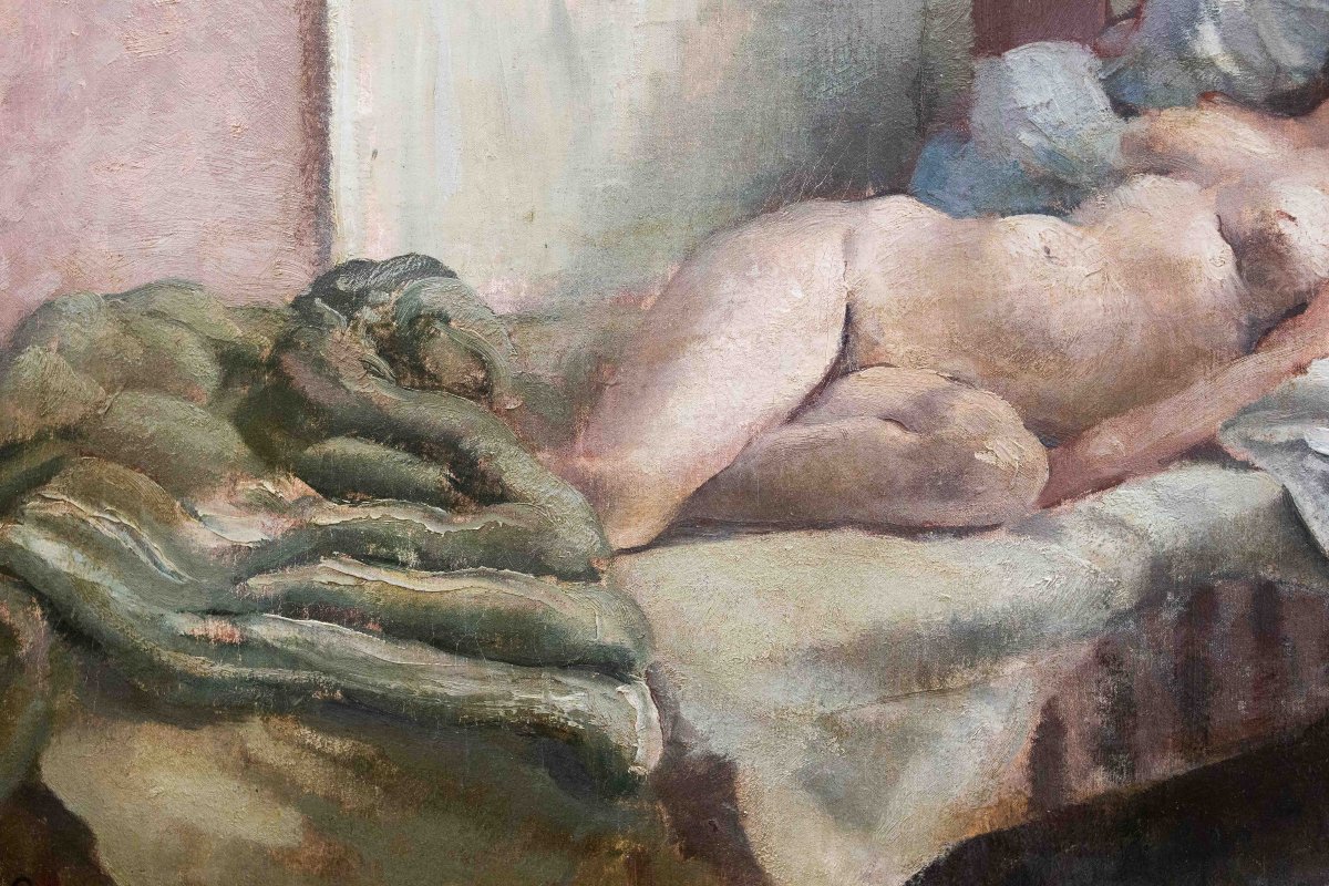 Andrea Gastaldi, "Nudo di donna", olio su tela, firmato, XIX Secolo-photo-2