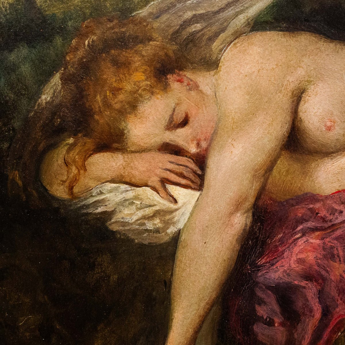 Francesco Bosso, "Giove e Antiope", olio su carta rigida, firmato, 1925-photo-4