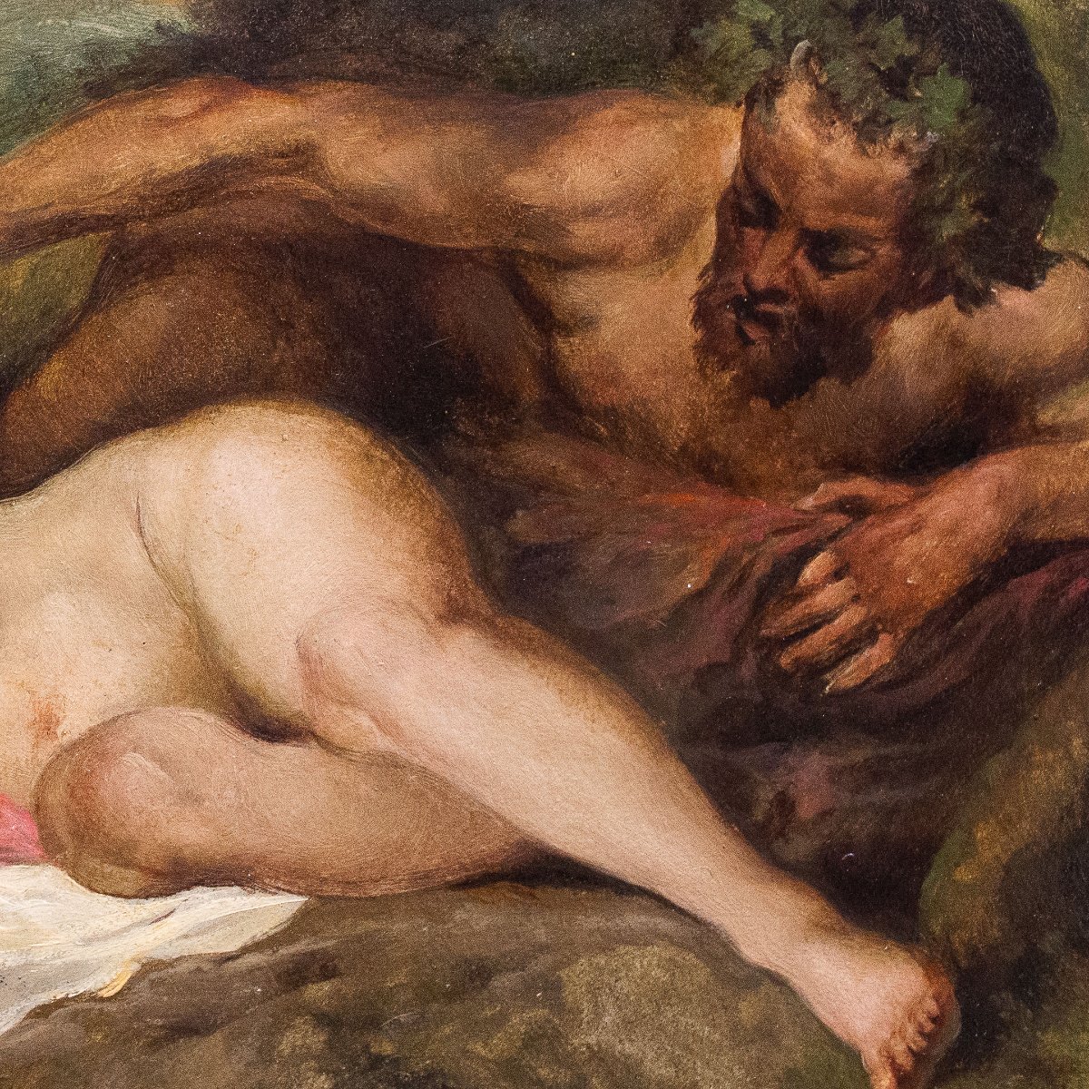 Francesco Bosso, "Giove e Antiope", olio su carta rigida, firmato, 1925-photo-5