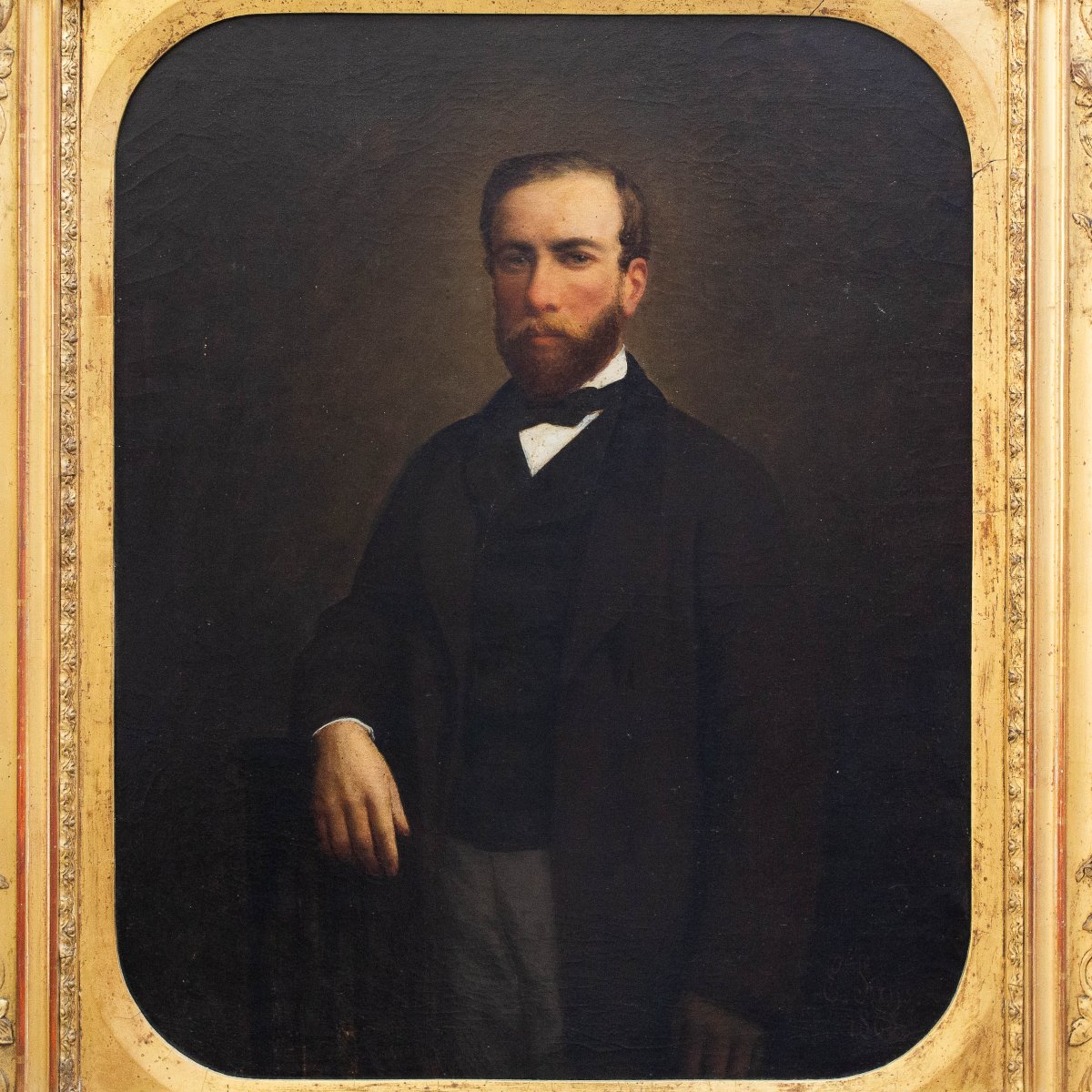 E. Sans, “Ritratto di Gentiluomo”, olio su tela, firmato, 1860-photo-2