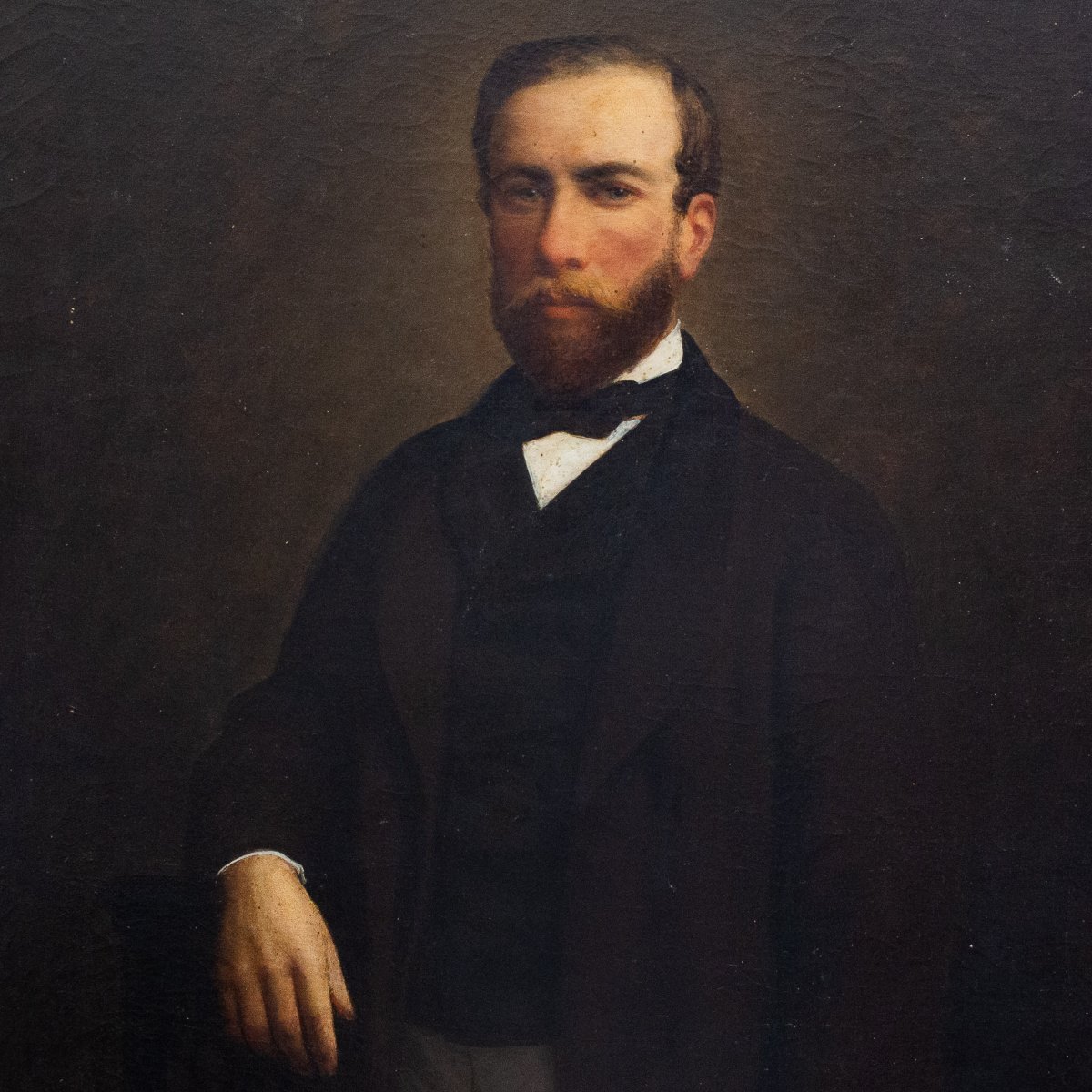 E. Sans, “Ritratto di Gentiluomo”, olio su tela, firmato, 1860-photo-1