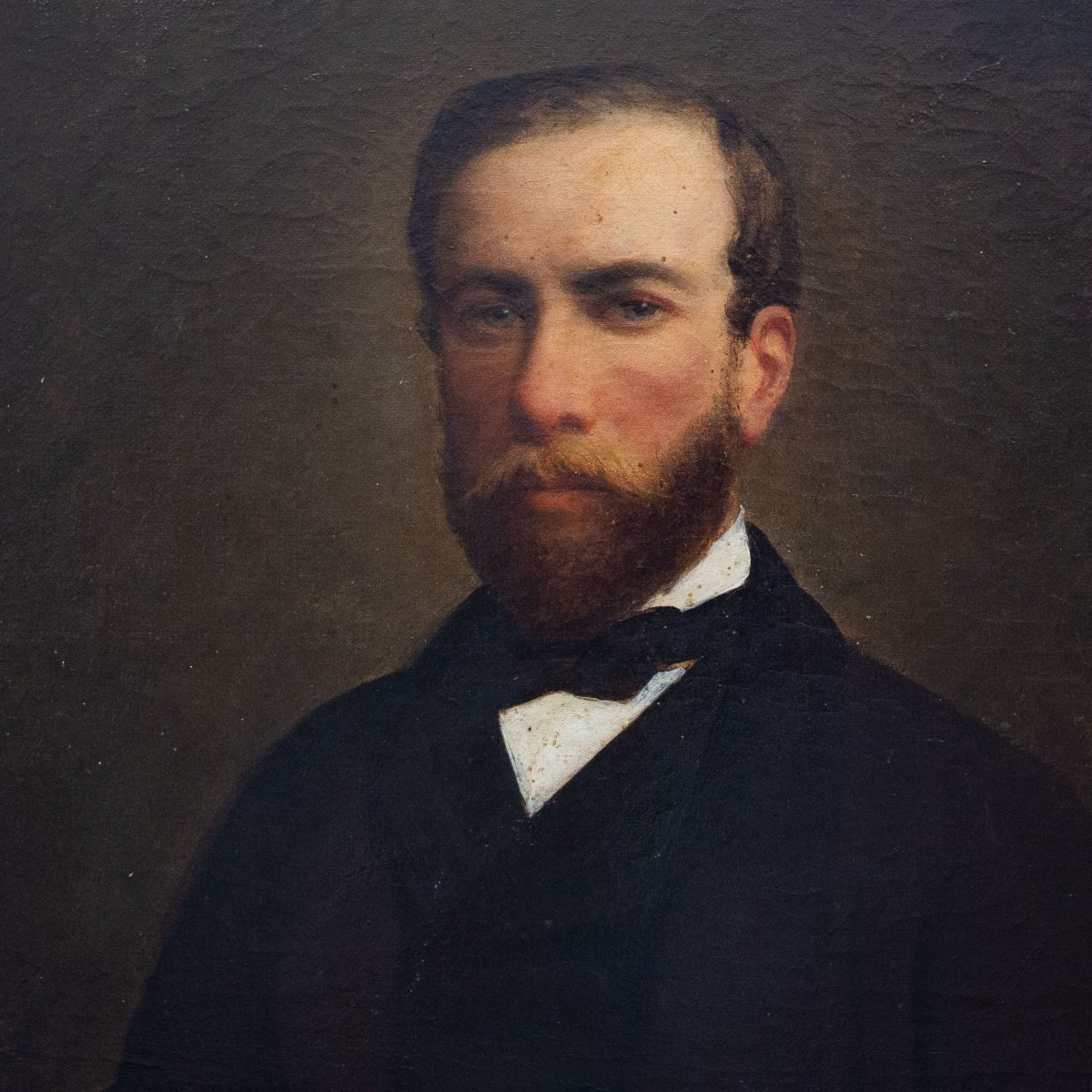 E. Sans, “Ritratto di Gentiluomo”, olio su tela, firmato, 1860-photo-3