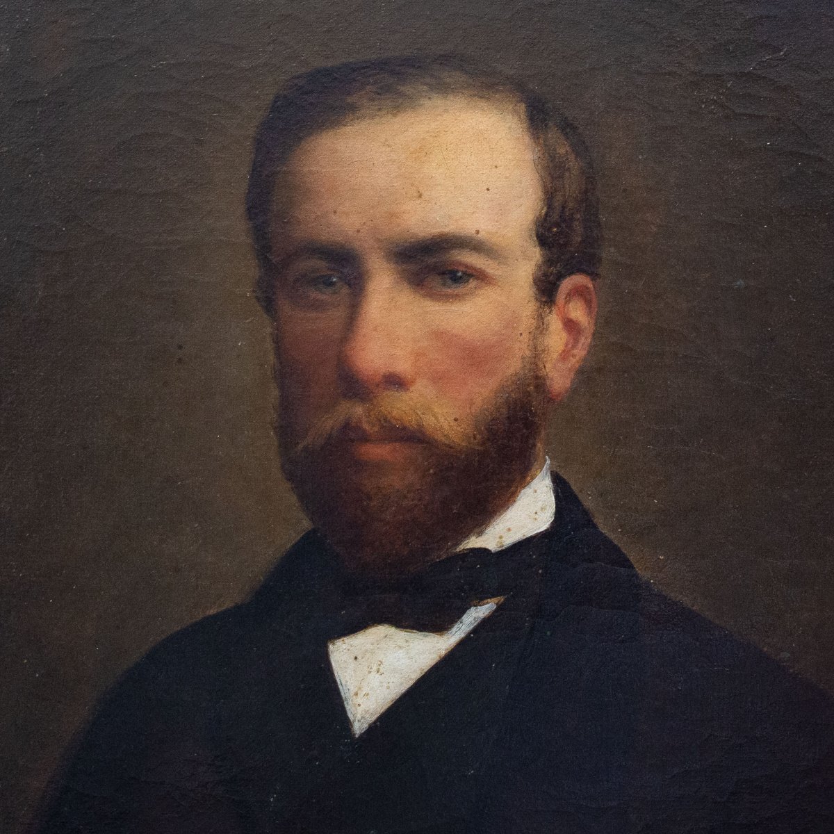 E. Sans, “Ritratto di Gentiluomo”, olio su tela, firmato, 1860-photo-4