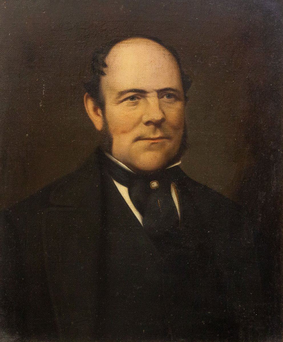 "Ritratto di gentiluomo", olio su tela, Epoca XIX secolo-photo-3