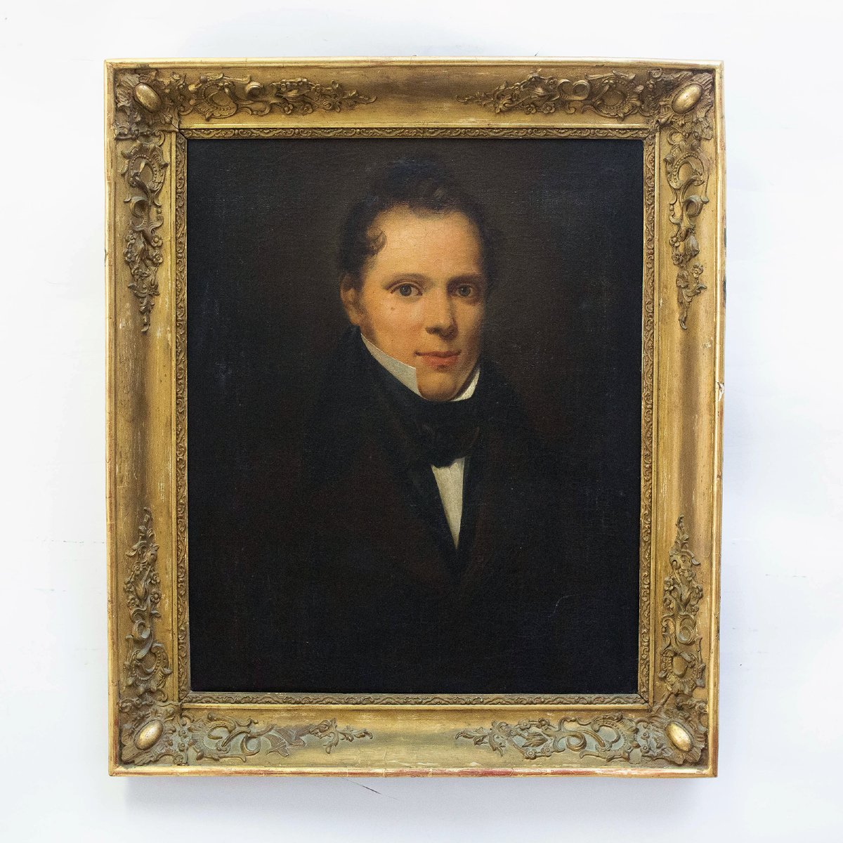 "Ritratto di giovane gentiluomo", olio su tela, Epoca XIX secolo-photo-2