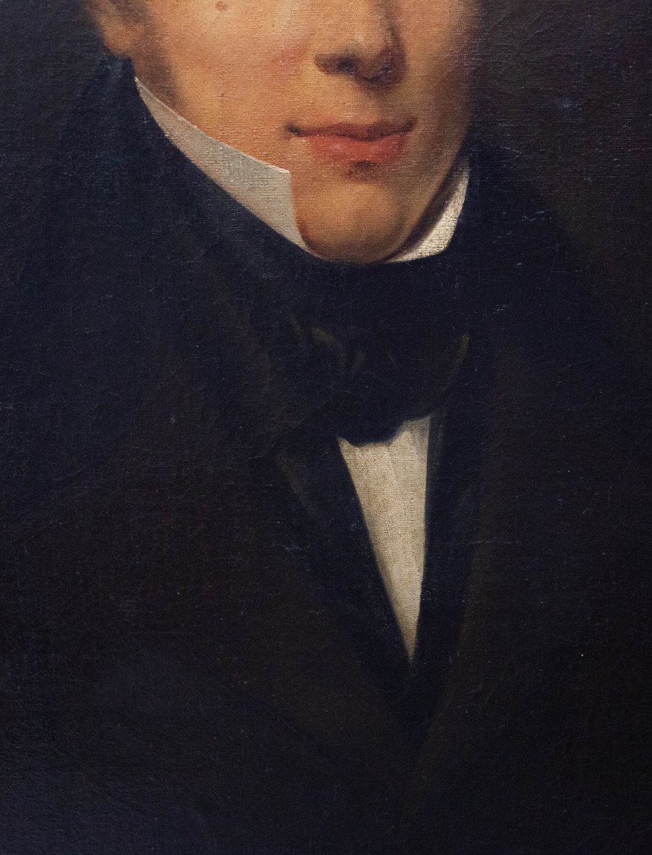 "Ritratto di giovane gentiluomo", olio su tela, Epoca XIX secolo-photo-3