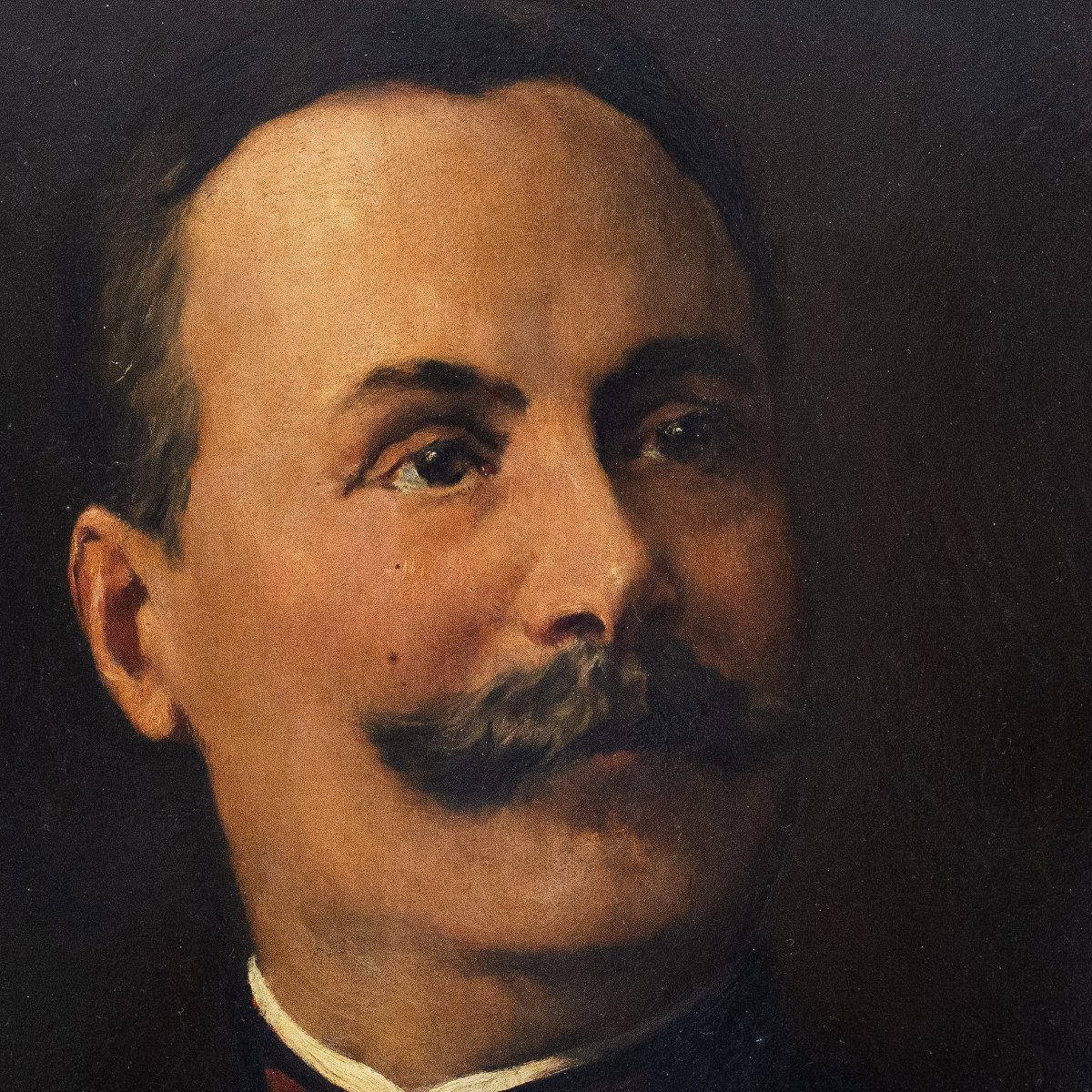 "Ritratto di Ufficiale Decorato", olio su tavola, firmato, Epoca '800-photo-2