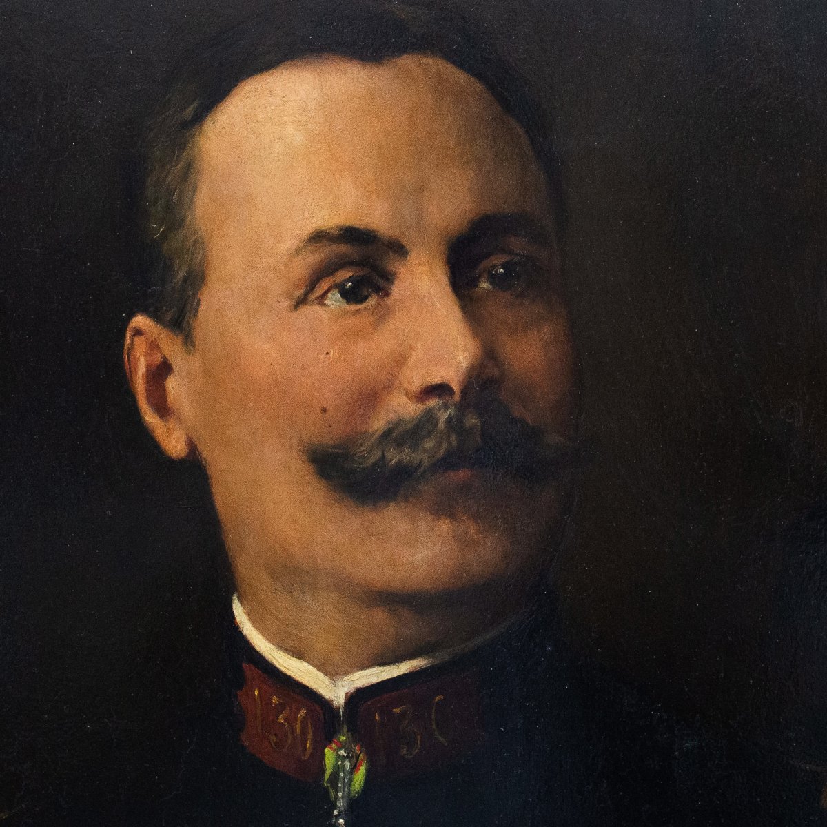 "Ritratto di Ufficiale Decorato", olio su tavola, firmato, Epoca '800-photo-3