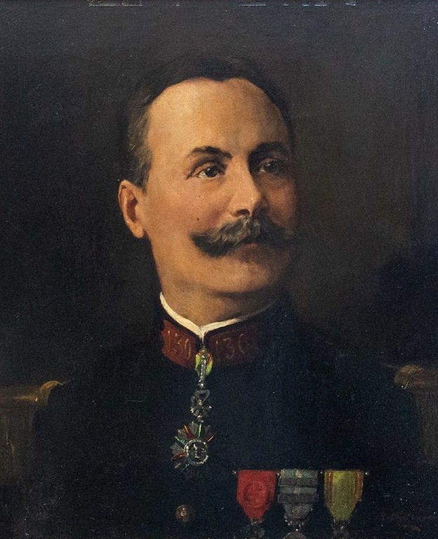 "Ritratto di Ufficiale Decorato", olio su tavola, firmato, Epoca '800