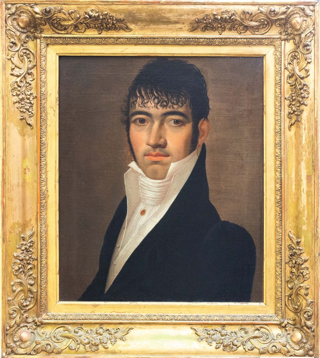 "Ritratti di Coppia", olio su tela, firmato, Epoca '800-photo-2