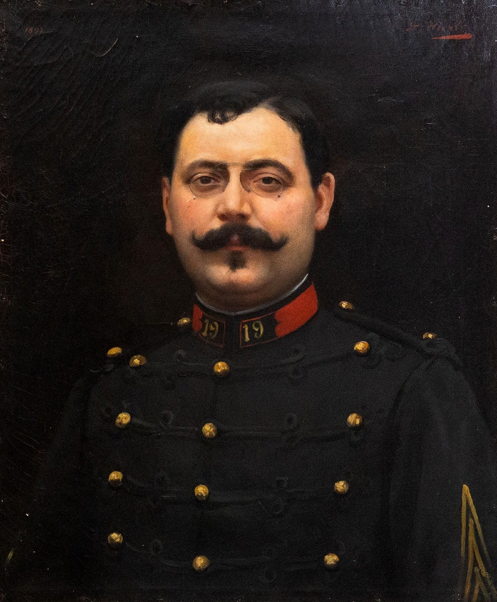 Louis Hierle, "Ritratto di Ufficiale del 19º Reggimento", olio su tela, firmato, 1897